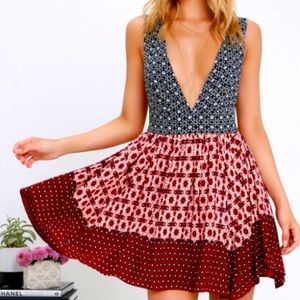 Lulu’s boho V neck dress with gorgeous back details.